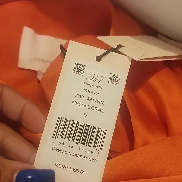 CINQ A SEPT ONE SHOULDER SILK TOP - Picture 5 of 5